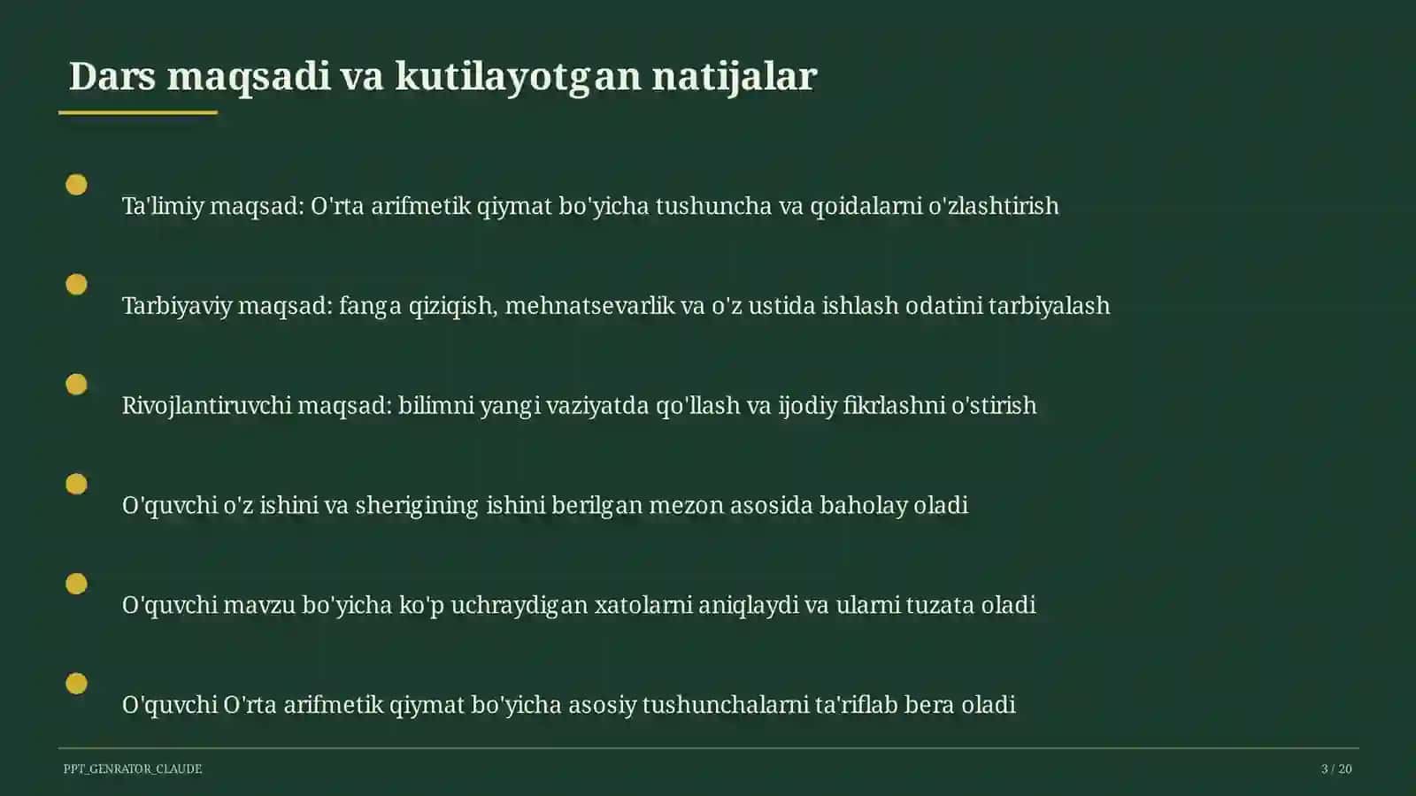 O'rta arifmetik qiymat (5-sinf) 3