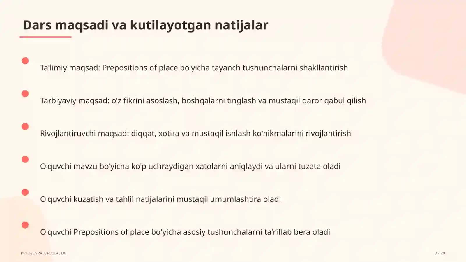 Prepositions of place (4-sinf) 3