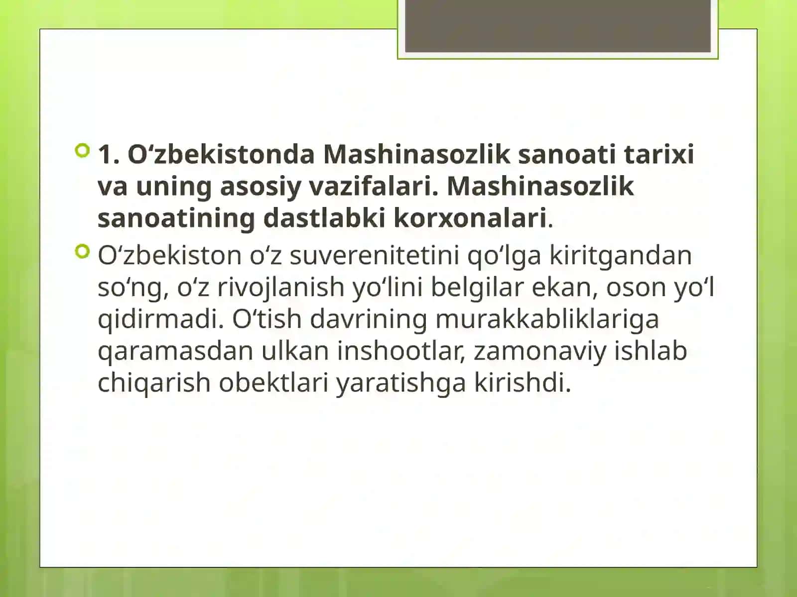 O‘zbekistonda  mashinasozlik  sanoatini  rivojlanish  tarixi 3