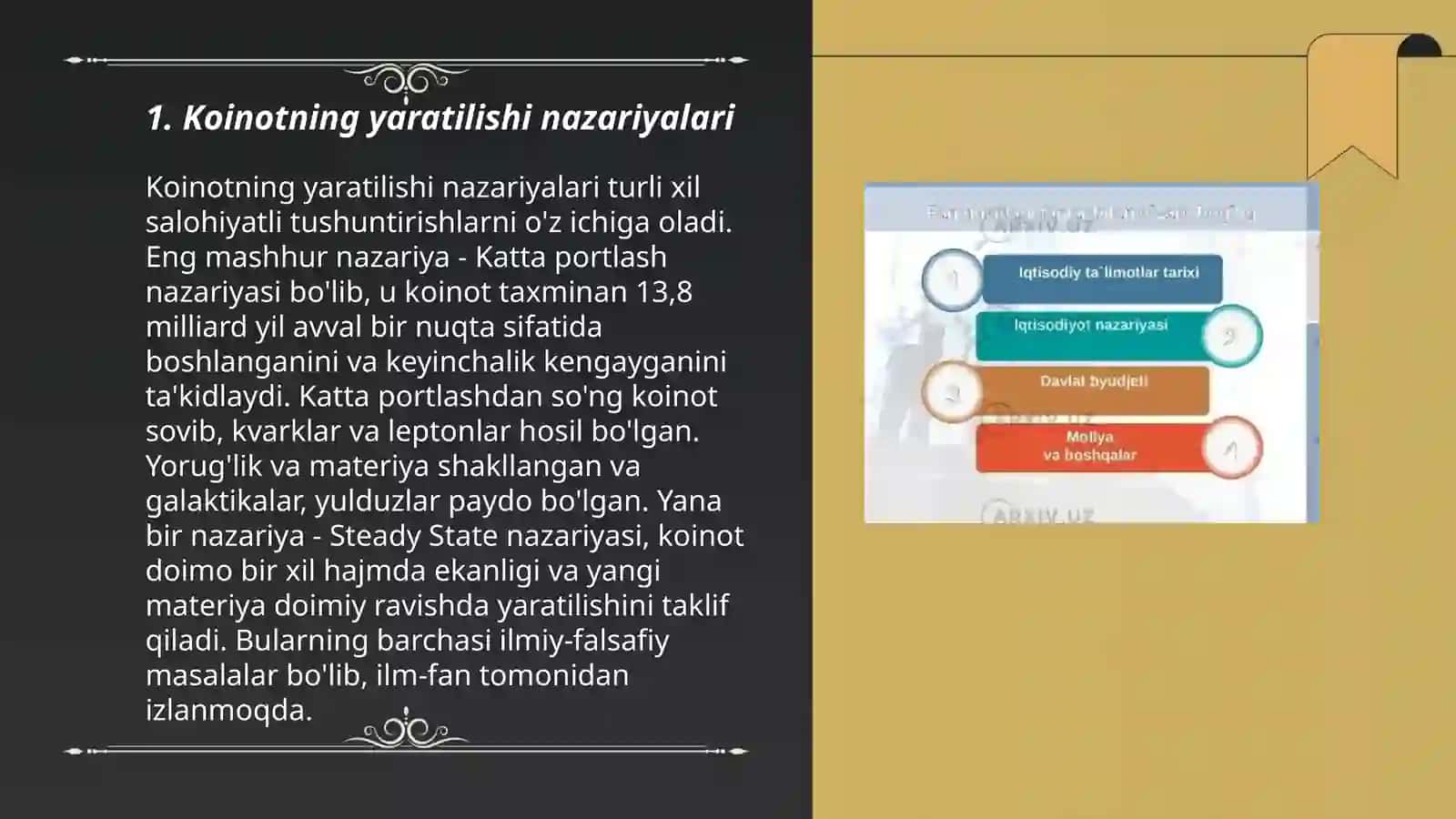 Koinotning yaratilishi nazariyalari 3