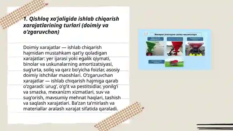 Qishloq xoʻjaligida ishlab chiqarish xarajatlari va mahsulot tannarxi 3