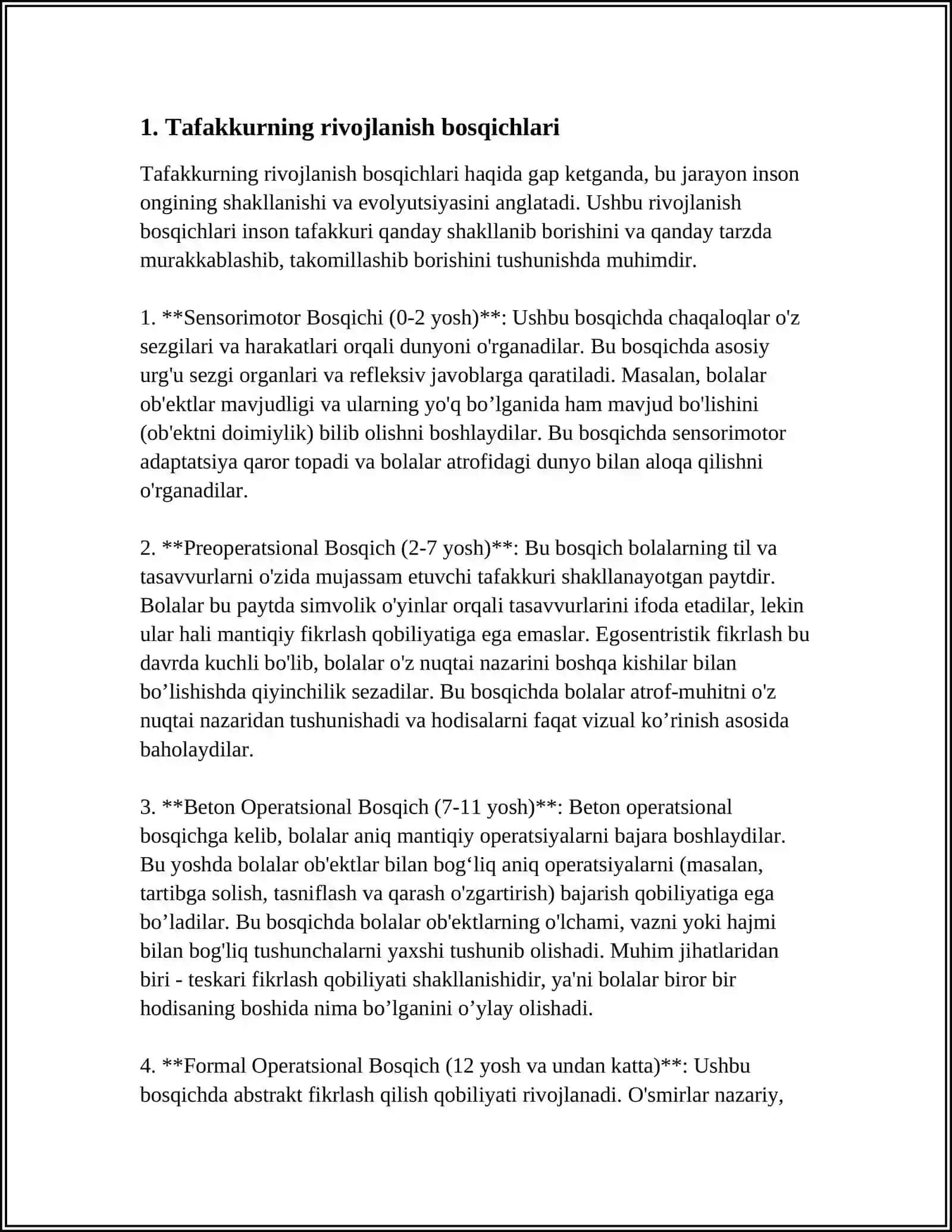 BOLALAR TAFAKKURI VA UNING IDIVIDIUAL XUSUSIYATLARI VA TAFAKKUR TURINI BAHOLASH UCHUN METODIKALAR 3