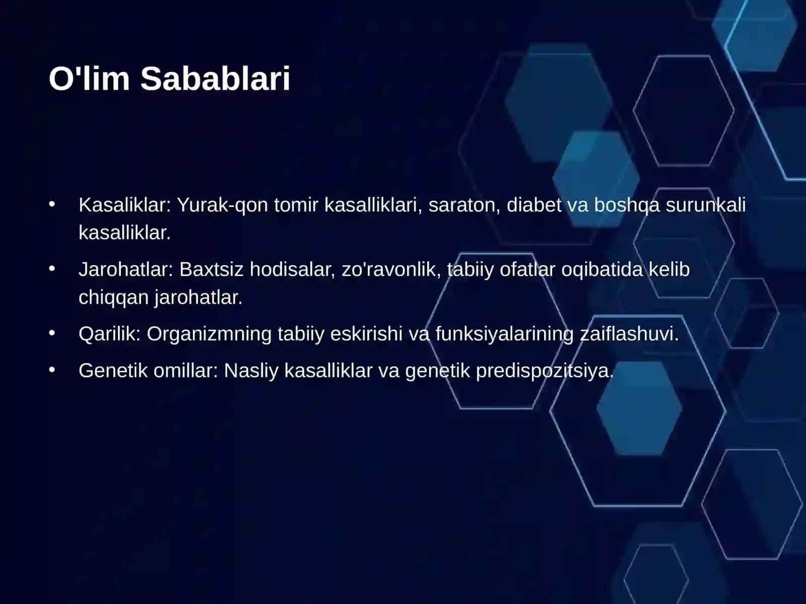 O'lim: Mohiyati, Sabablari va Natijalari 3
