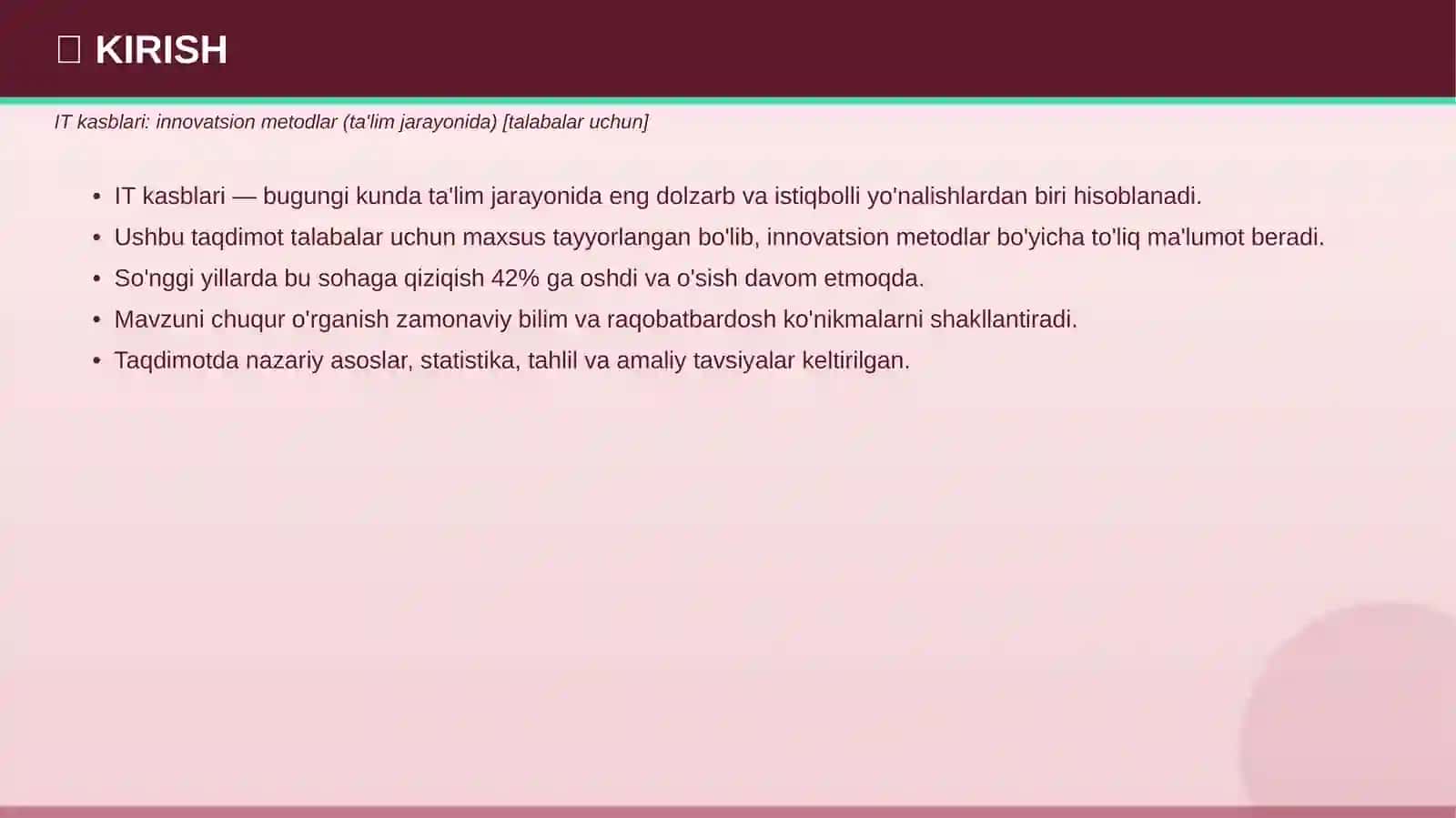 IT Kasblari: Innovatsion metodlar 3