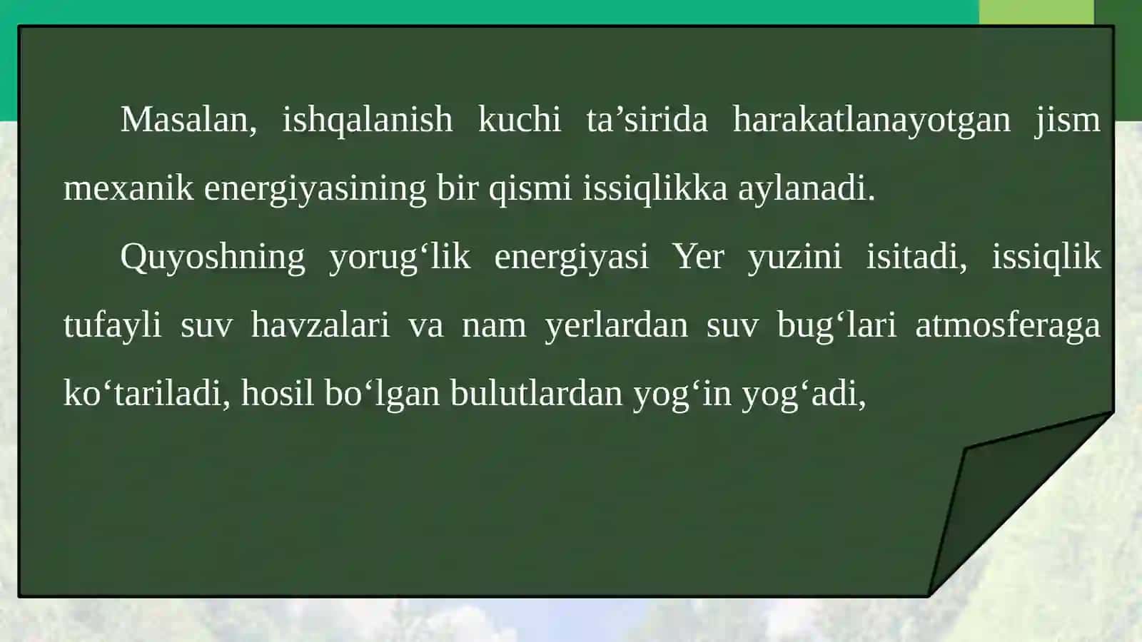 7-sinf Fizika fanidan Tabiatda energiyaning saqlanishi va FIK dars taqdimoti 3