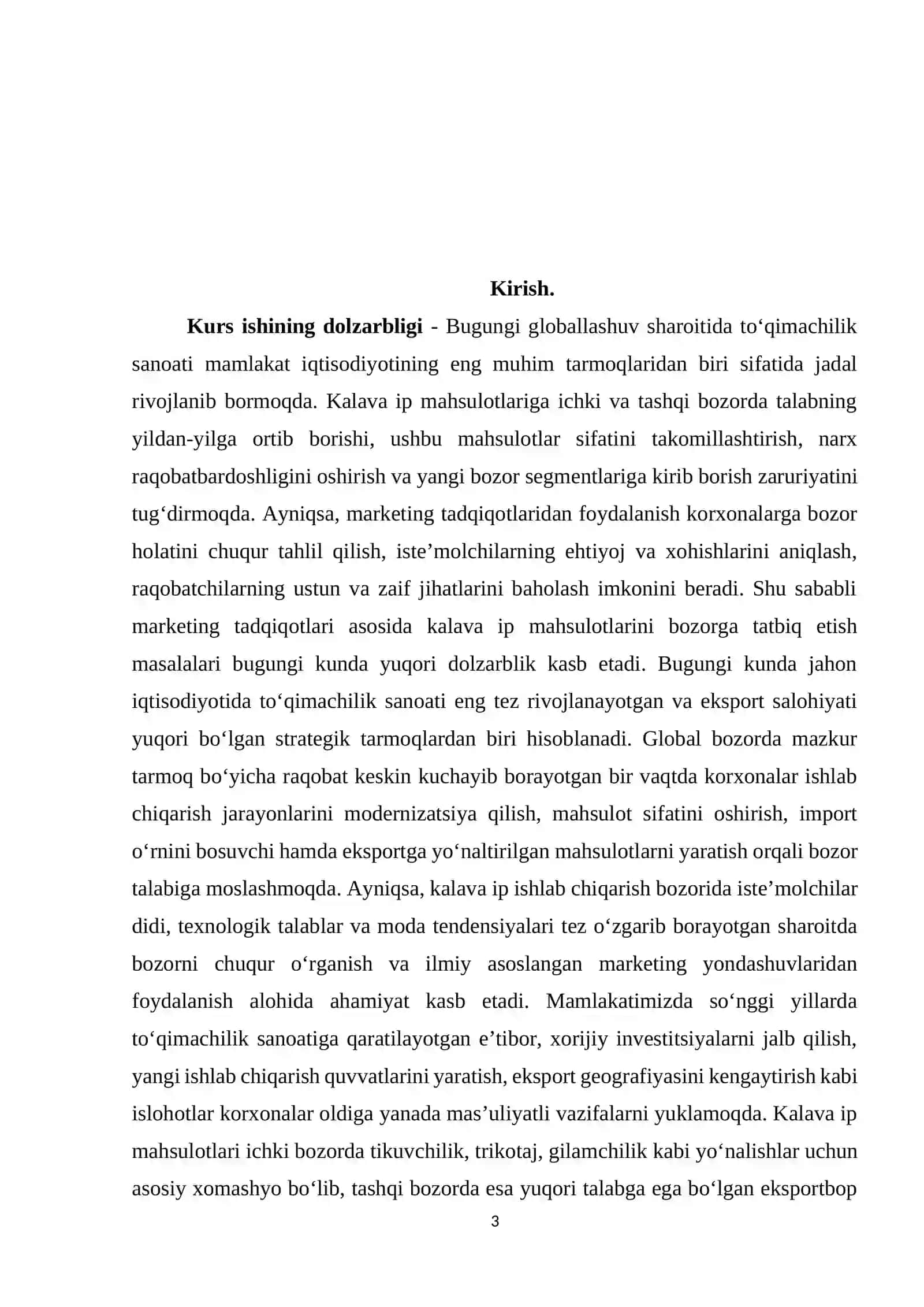 Marketing tadqiqotlari asosida kalava ip mahsulotlarini tadqiq etish 3
