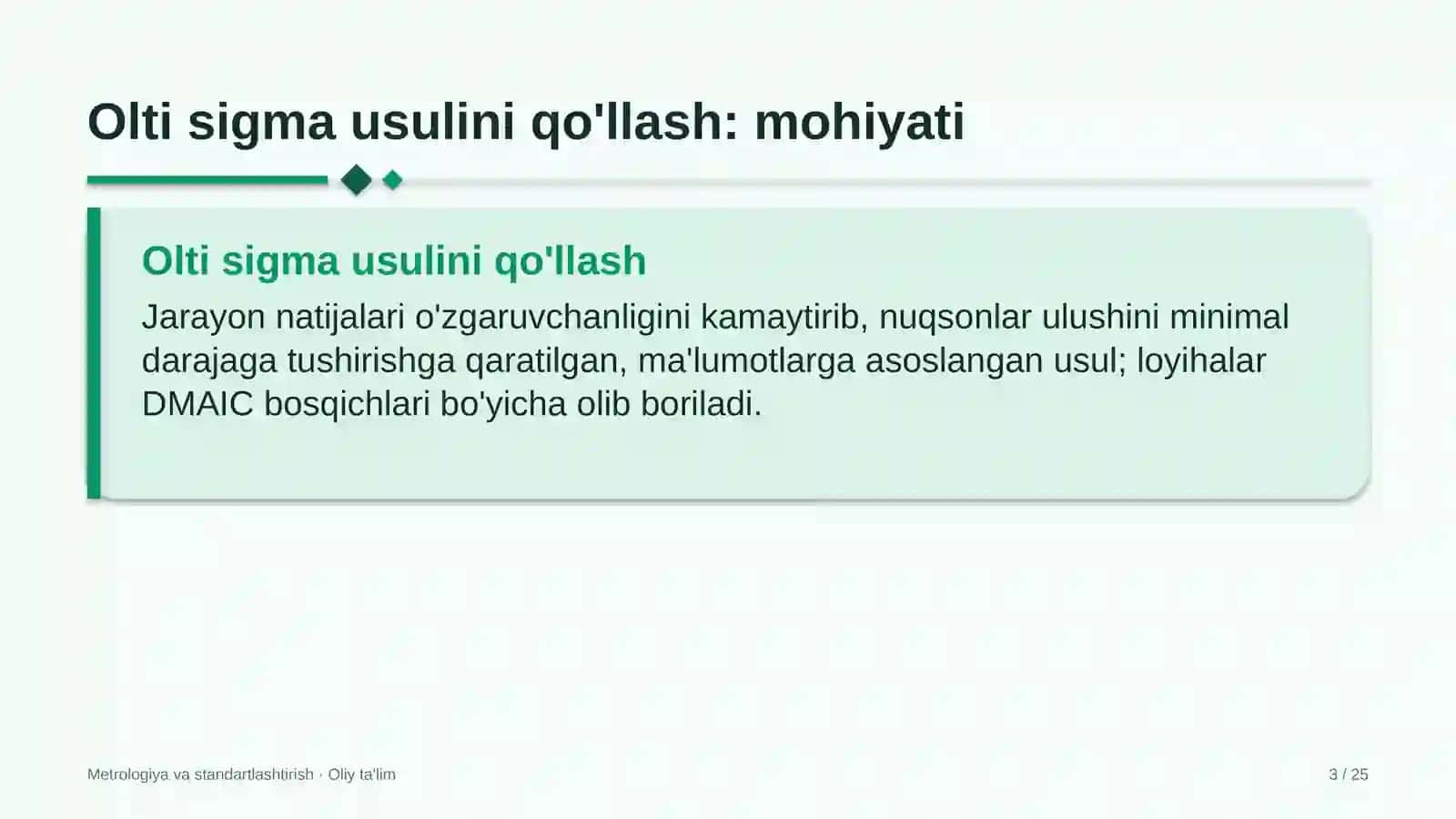 butik mehmonxonalarda olti sigma usulini qo'llash 8915 3