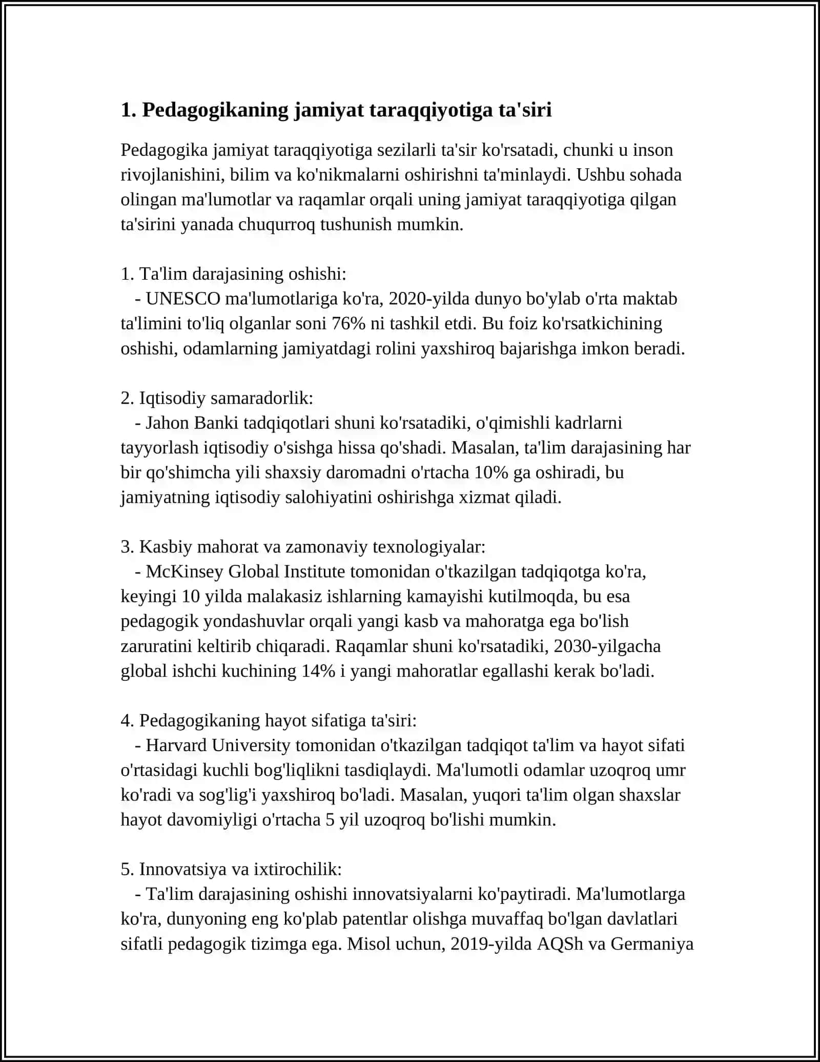 PEDAGOGIKA FANINING JAMIYAT TARAQQIYOTIDAGI OʻRNI 3