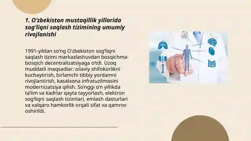 O‘zbekiston mustaqillik yillarida tibiyotning rivojlanishi 3