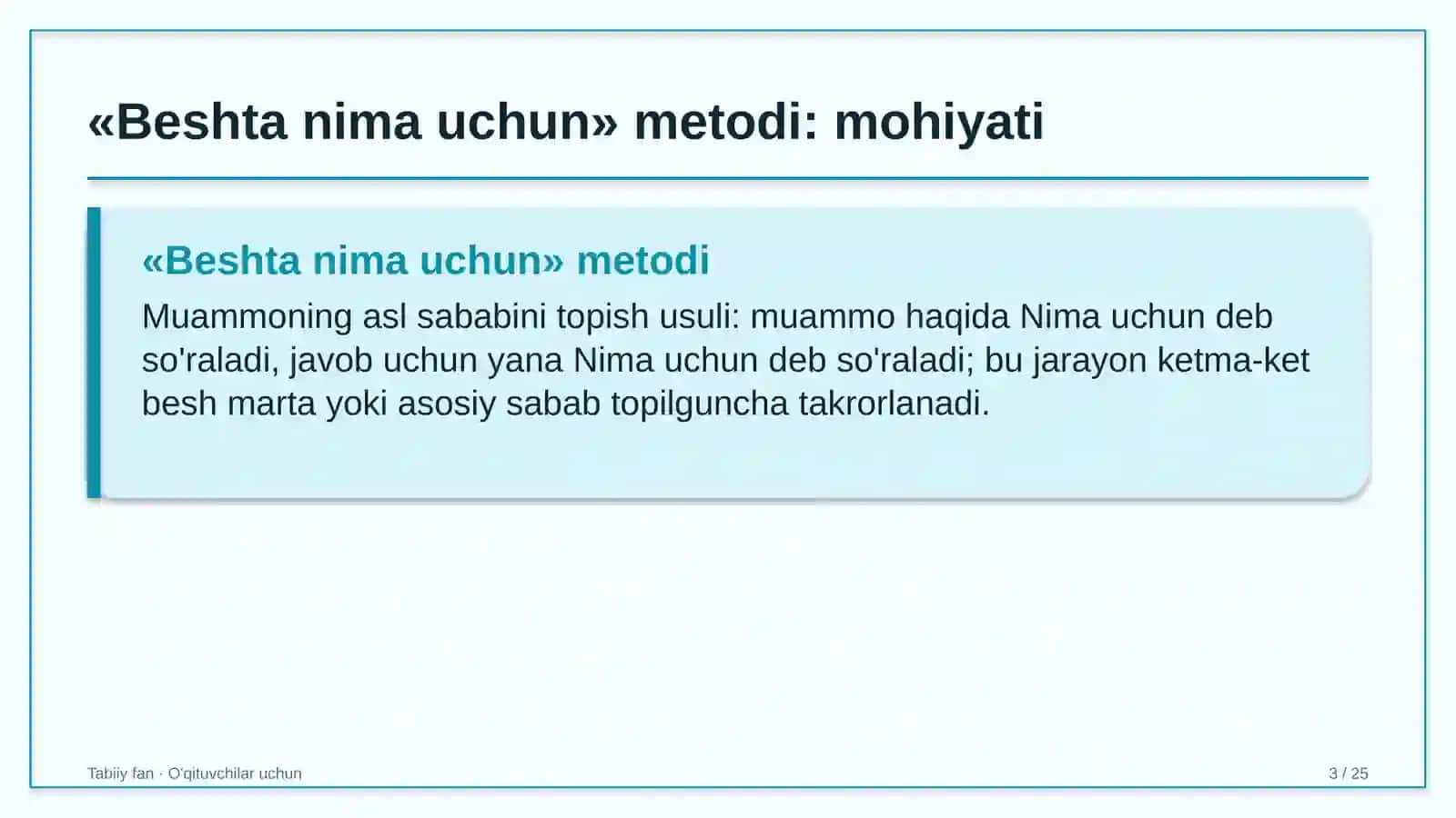 tabiiy fan darslarida beshta nima uchun metodidan foydalanish 4132 3