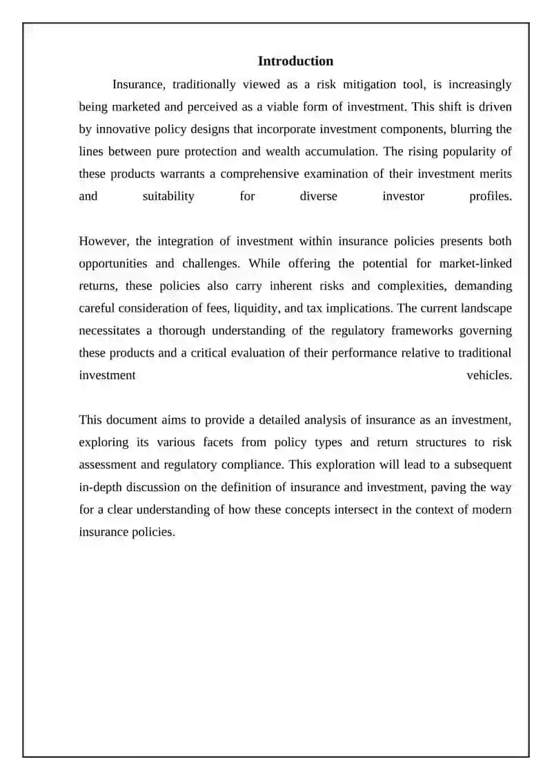 Insurance as Investment: An Overview 3