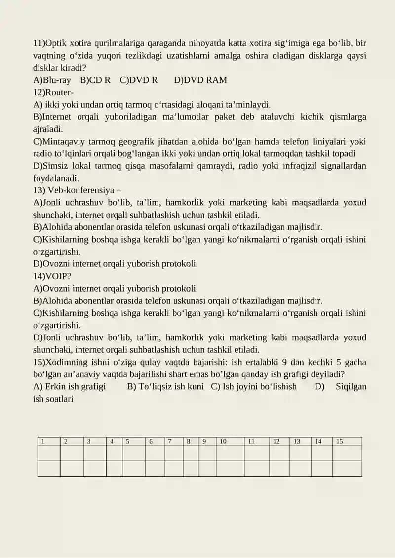 Informatika va axborot texnologiyalari fanidan nazorat ishi daftari 3