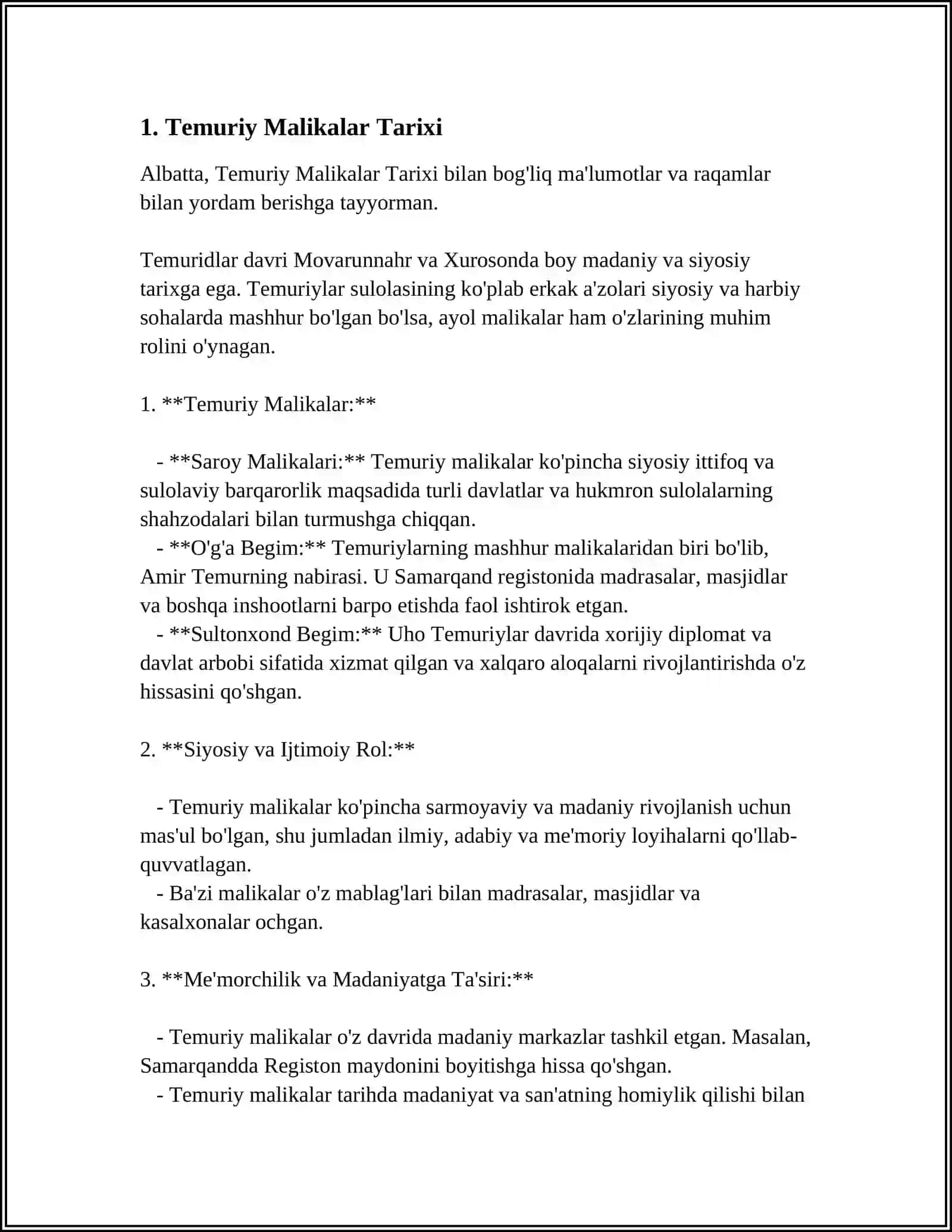 Temuriy Malikalar 3