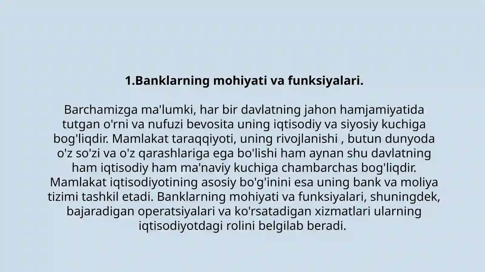 Banklarningmamlakatniijtimoiyiqtisodiyrivojlantirishdagio`rni 3