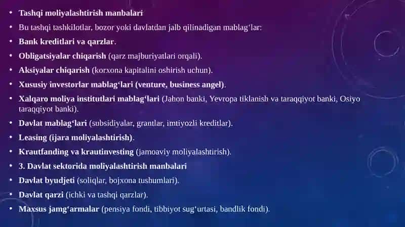 Moliyalashtirish manbalari 3