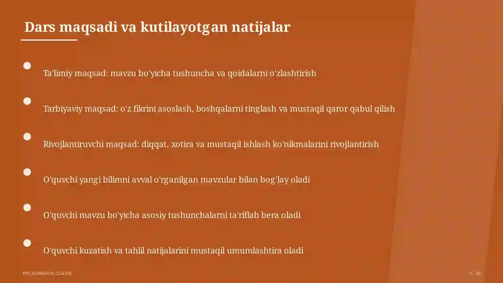 Dolzarb mavzular — maktab va o'qituvchilar (2026) — o'quvchilar uchun 3