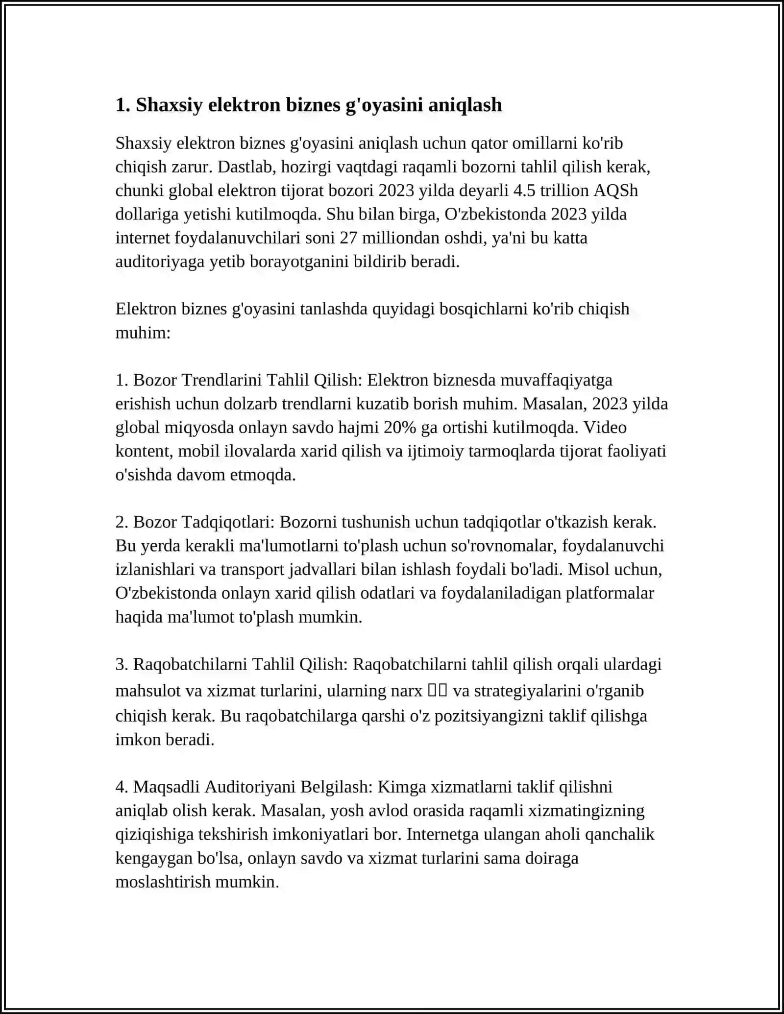 SHAXSIY ELEKTRON BIZNESNI YARATISH 3
