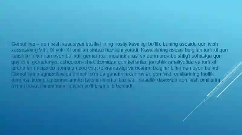 Gemofiliya kasalligi — sabablari, belgilari, turlari, tashxislash va davolash asoslari 3