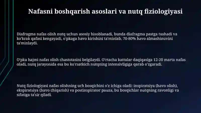 Nafasni boshqarish asoslari va nutq fiziologiyasi 3