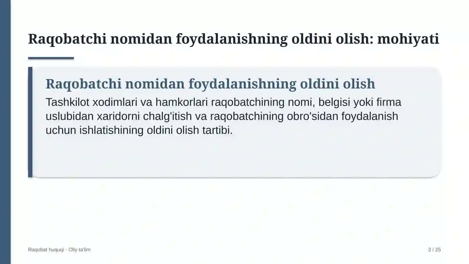 texnik ko'rik markazlarida raqobatchi nomidan foydalanishning oldini olish 3971 3