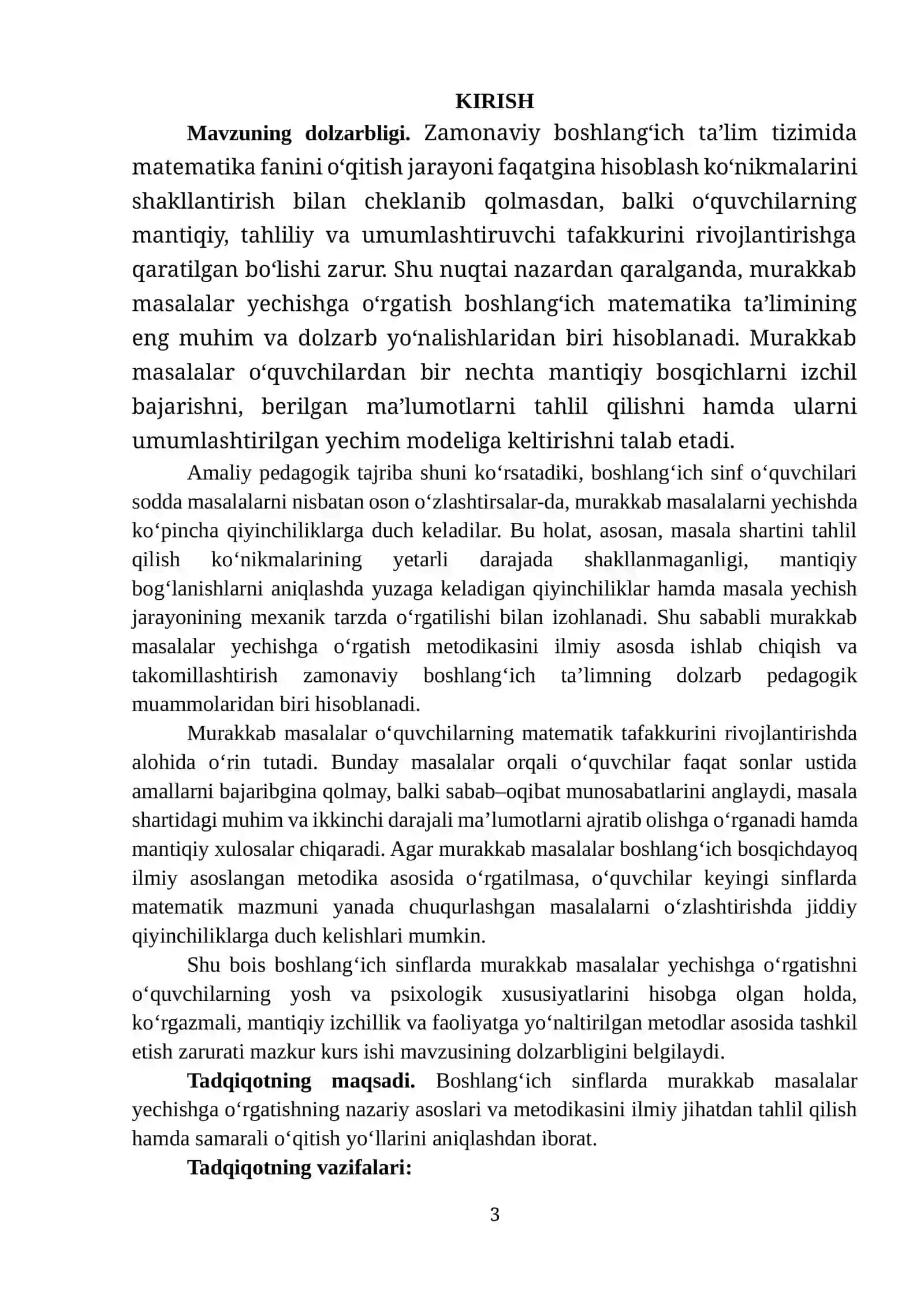 BOSHLANG‘ICH TA’LIMDA MURAKKAB MASALALAR TUSHUNCHASINING NAZARIY ASOSLARI 3