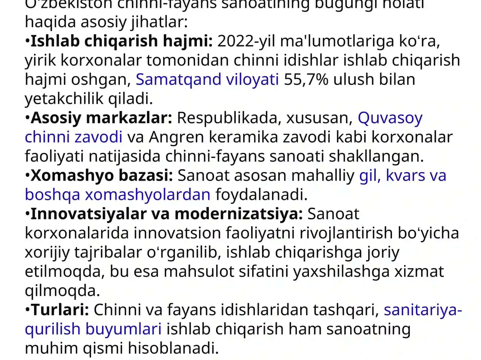 O‘zbekistonda chinni-fayans sanoatining bugungi holati 3