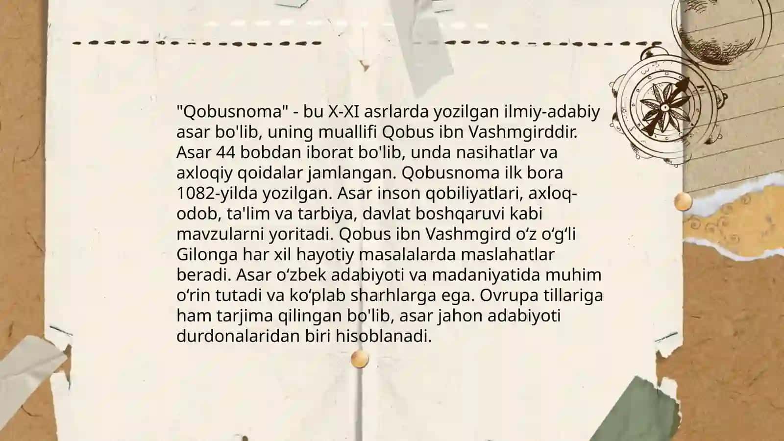 Kaykovusning "Qobusnoma" asari va juvonmardlik tarbiyasi 3