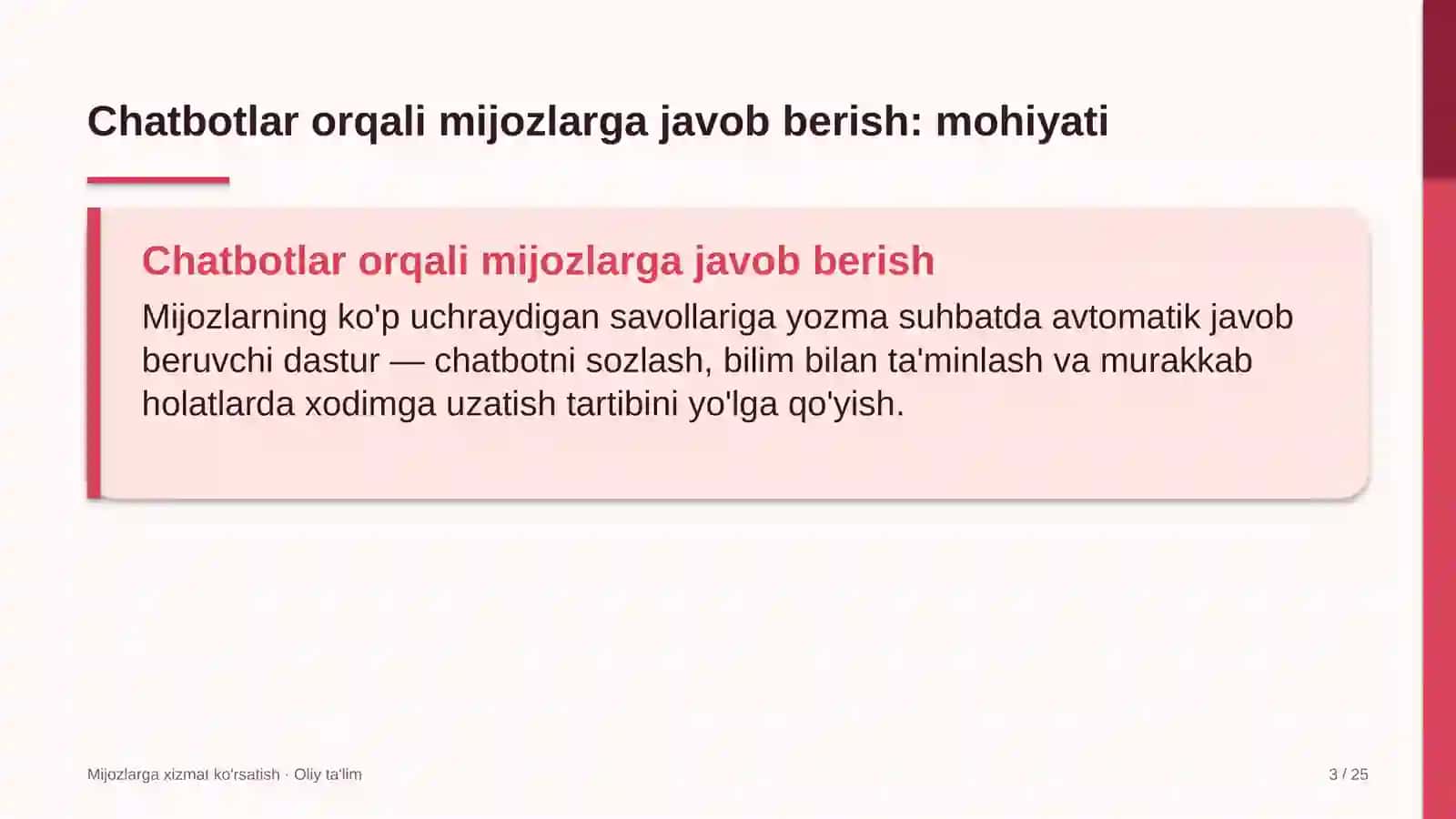 baholash tashkilotlarida chatbotlardan foydalanib mijozlarga javob berish 1518 3