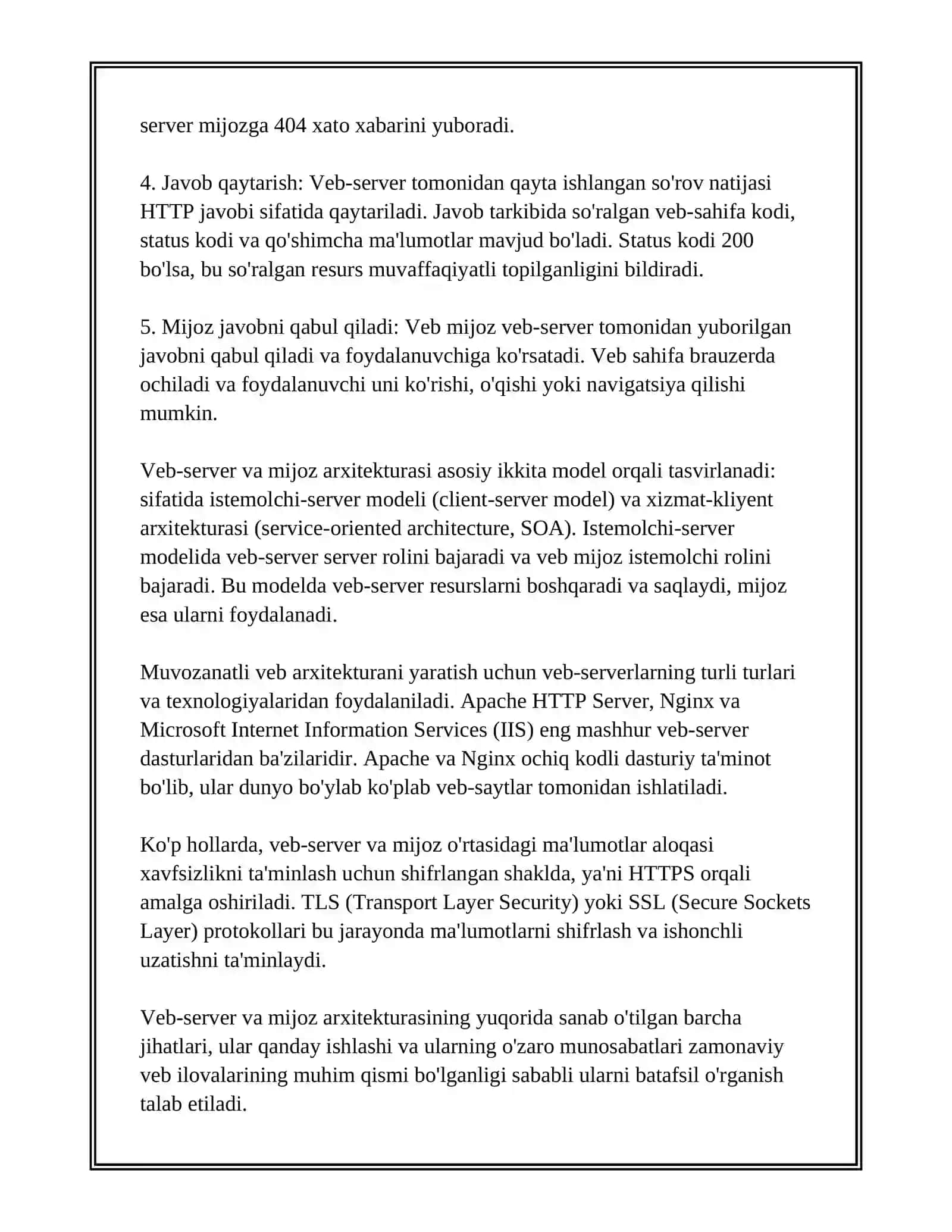 WEB SERVER VA CLIENT ISHLASH TAMOYILI 3