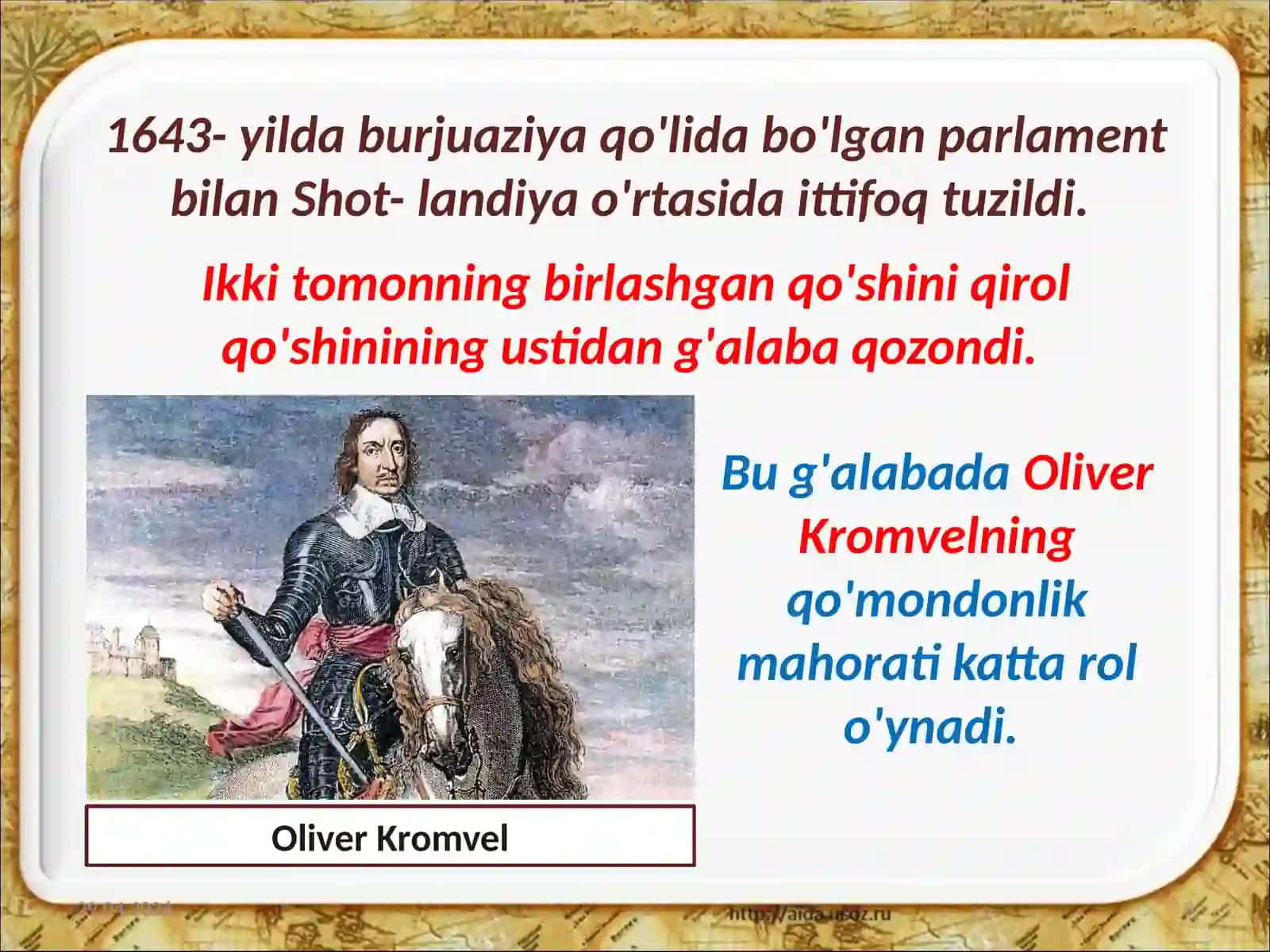 8-sinf Jahon tarixi Angliyada fuqarolar urushi va uning oqibatlari dars taqdimot 3