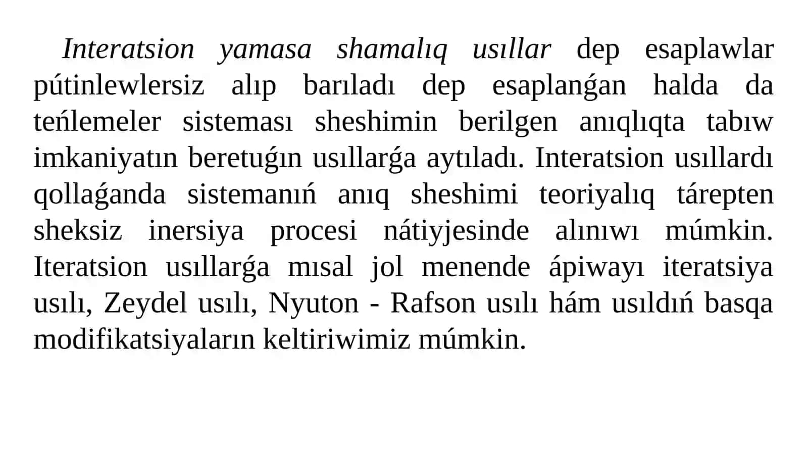 Elektr tarmaq turǵın jaǵdayın esaplaw. Sızıqlı túyin kernewleri teńlemelerin sheshiw 3