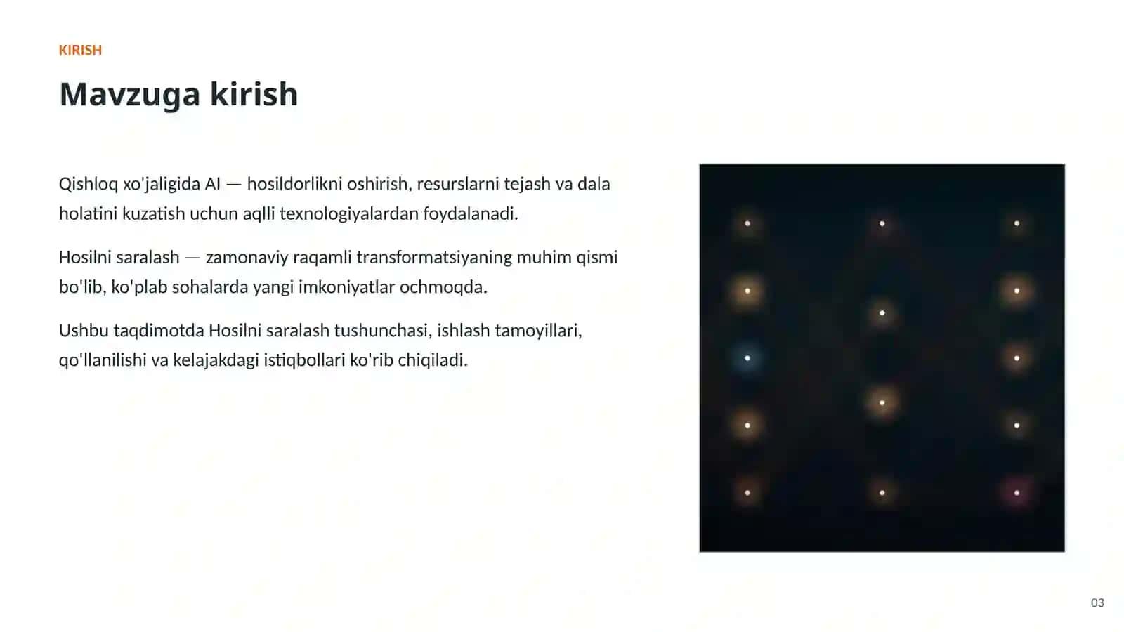 SUN'IY INTELLEKT • AI QISHLOQ XO'JALIGIDA 3