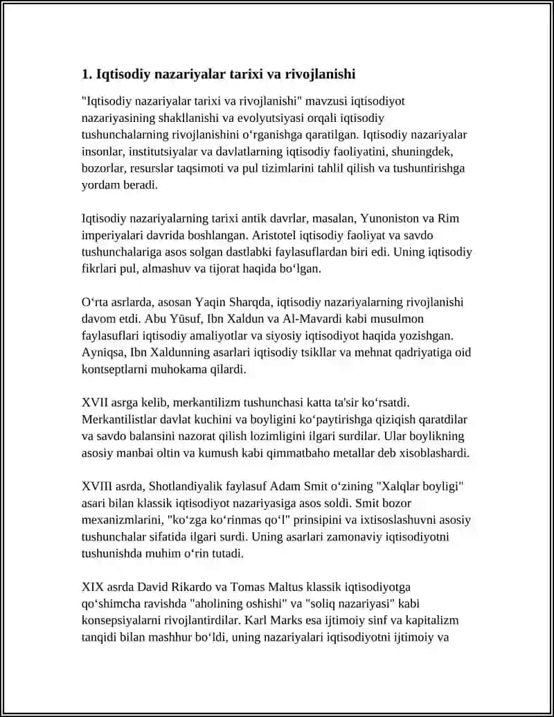 Iqtisodiy nazariyalar tarixi va rivojlanishi 3