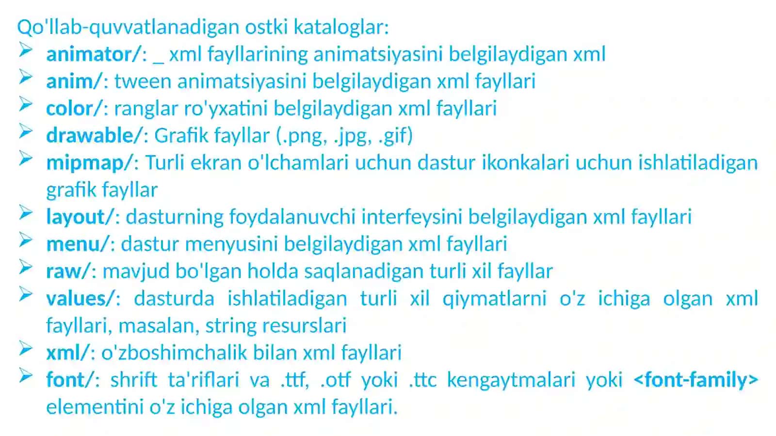 Android dasturidagi resurs interfeysni belgilash 3