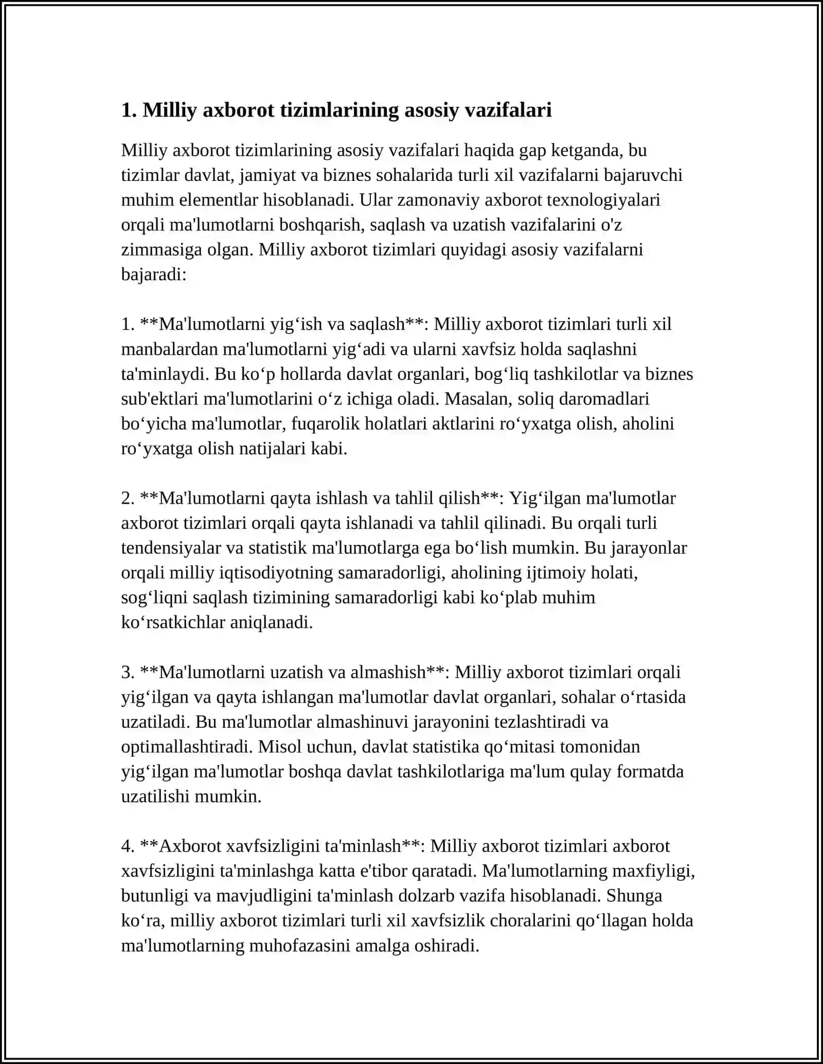 MILLIY AXBOROT TIZIMLARI BILAN ISHLASH. ZIYONET AXBOROT TARMOG`I VA UNING LOYIHALARI 3