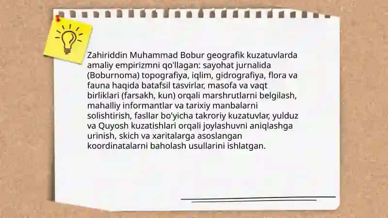 Zahiriddin Muhammad Boburning geografik ilmiy merosi 3