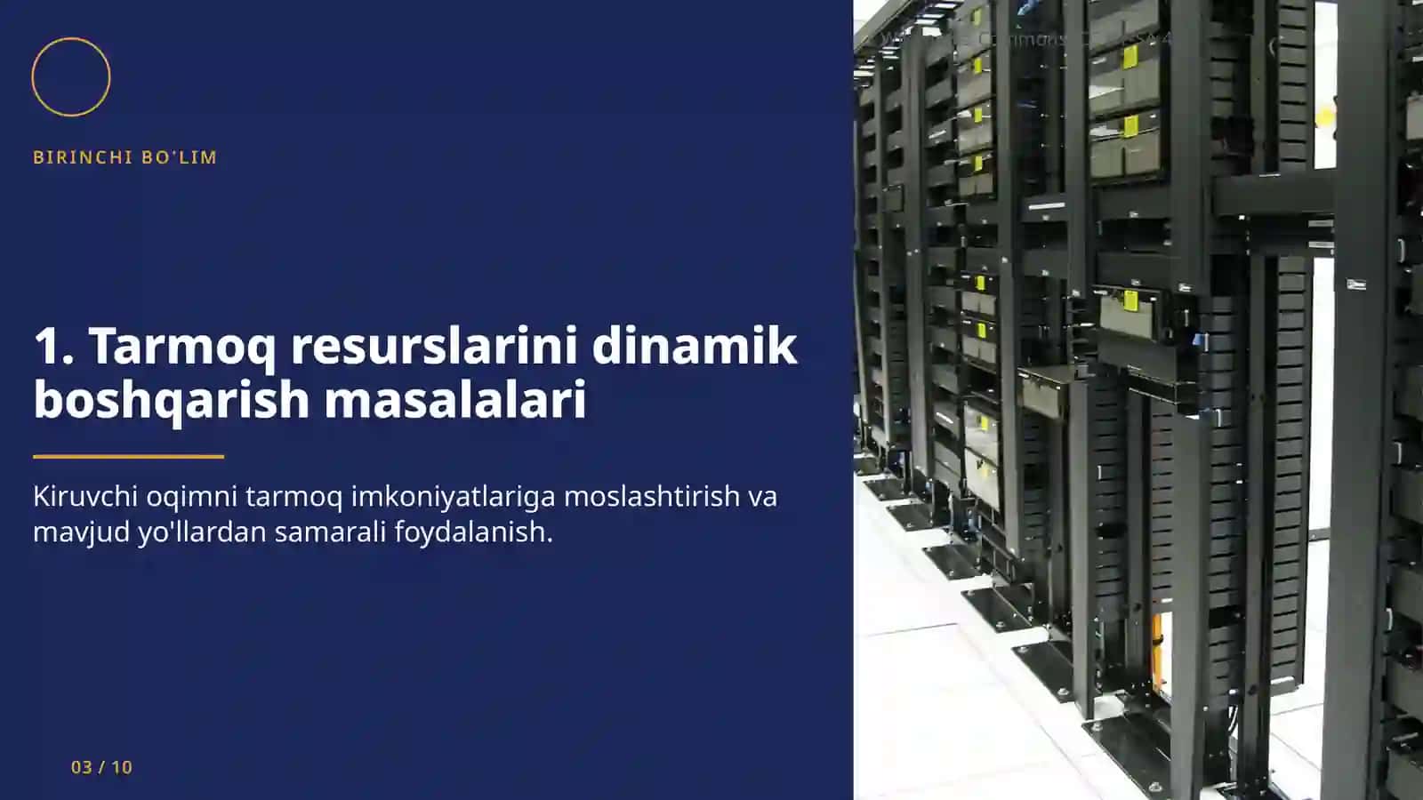 Tarmoq resurslarini dinamik boshqarish tizimining vazifalari va tuzilishi 3