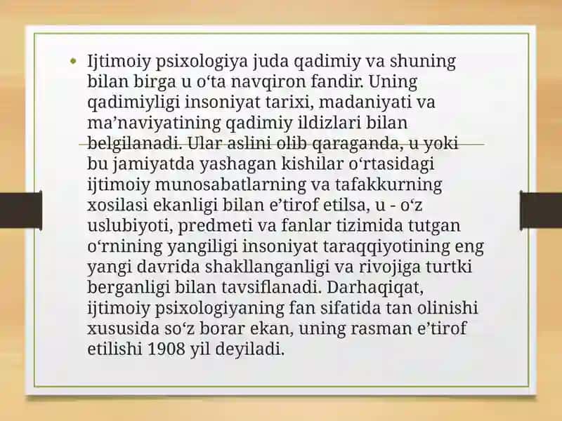 Ijtimoiy psixologik goyalarning shakllanish tarixi 3
