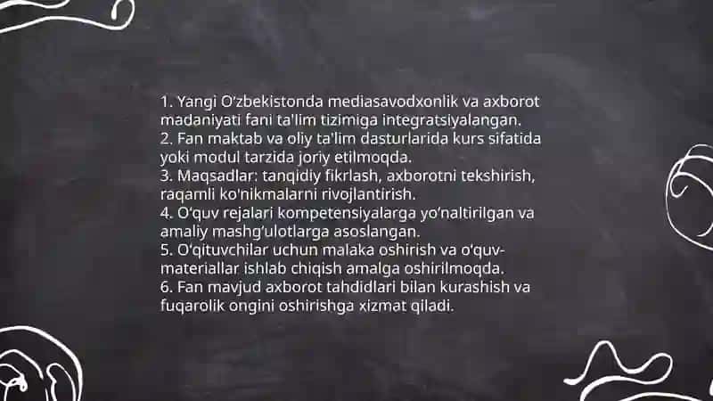 Yangi Oʻzbekistonda Mediasavodxonlik va axborot madaniyati fanining ôrni va ahamiyati 3