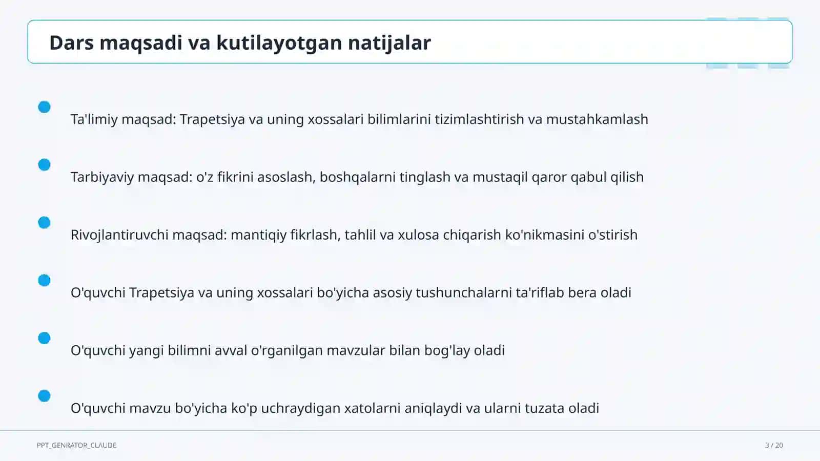 Trapetsiya va uning xossalari (8-sinf) 3