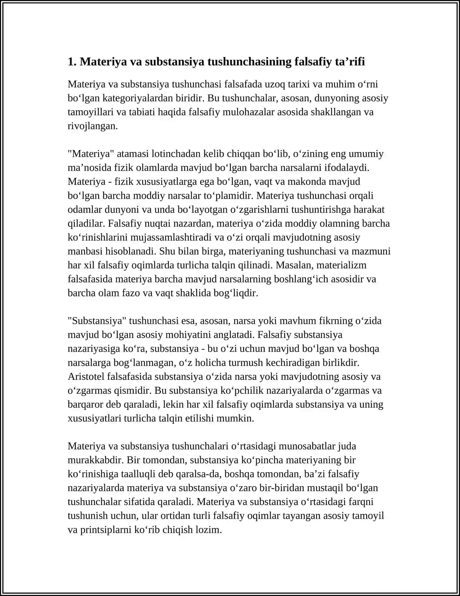 FALSAFADA MATERIYA VA SUBSTANSIYA MUAMMOSI 3