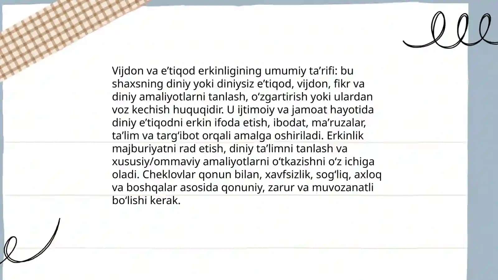 Vijdon va eʼtiqod erkinligining taʼrifi 3