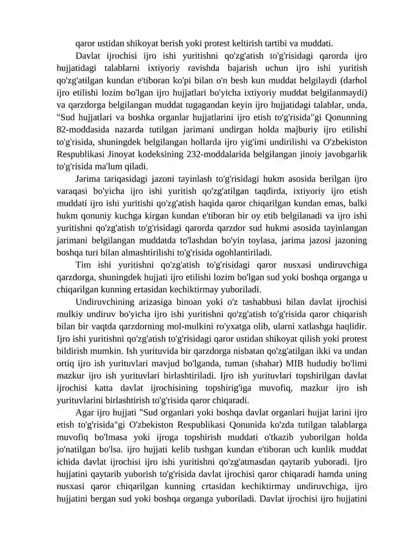 Ijro harakatlarini amalga oshirishning umumiy shartlari 3