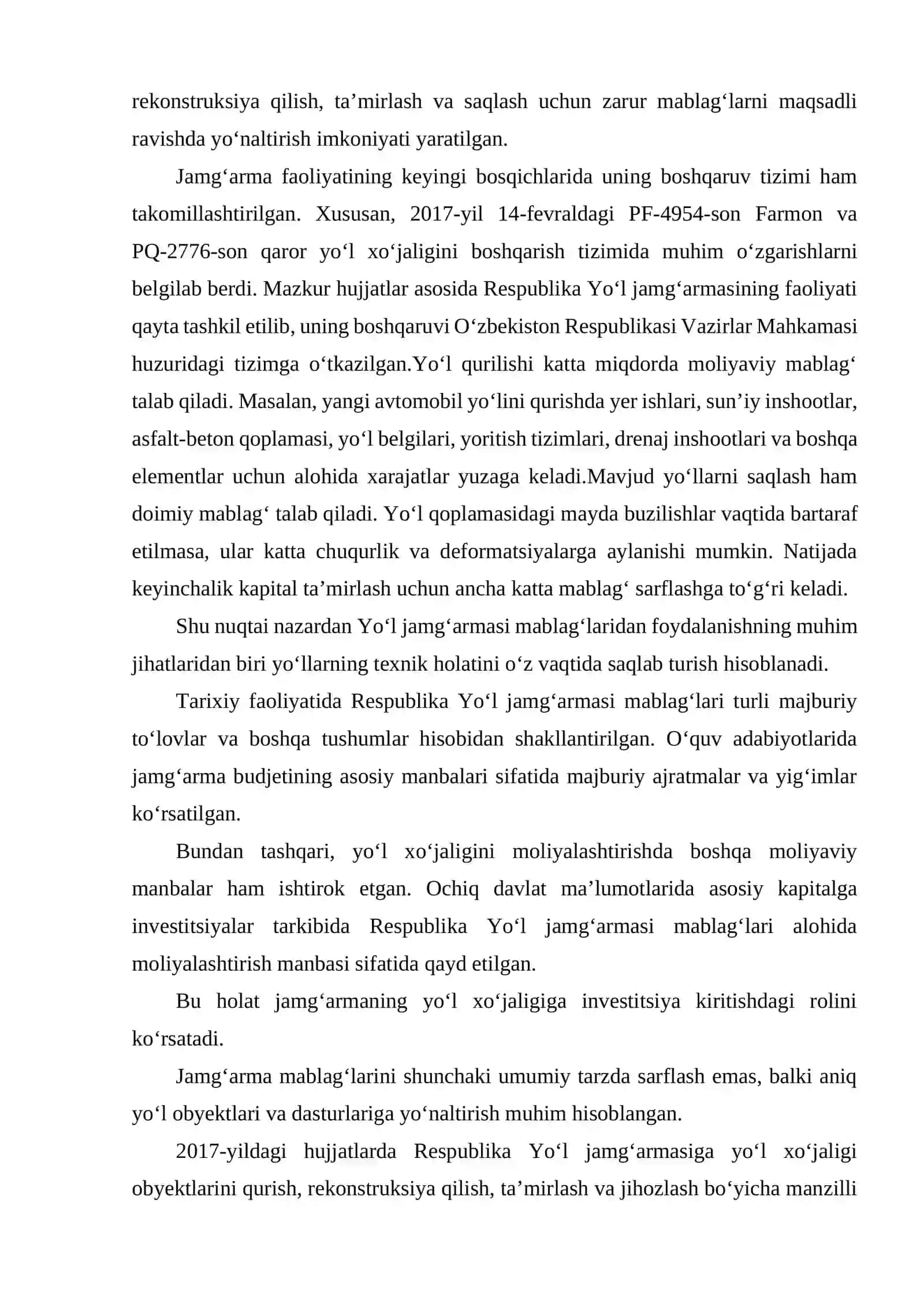 O‘ZBEKISTON RESPUBLIKASI MOLIYA VAZIRLIGI HUZURIDAGI RESPUBLIKA YO‘L JAMG’ARMASI. 3