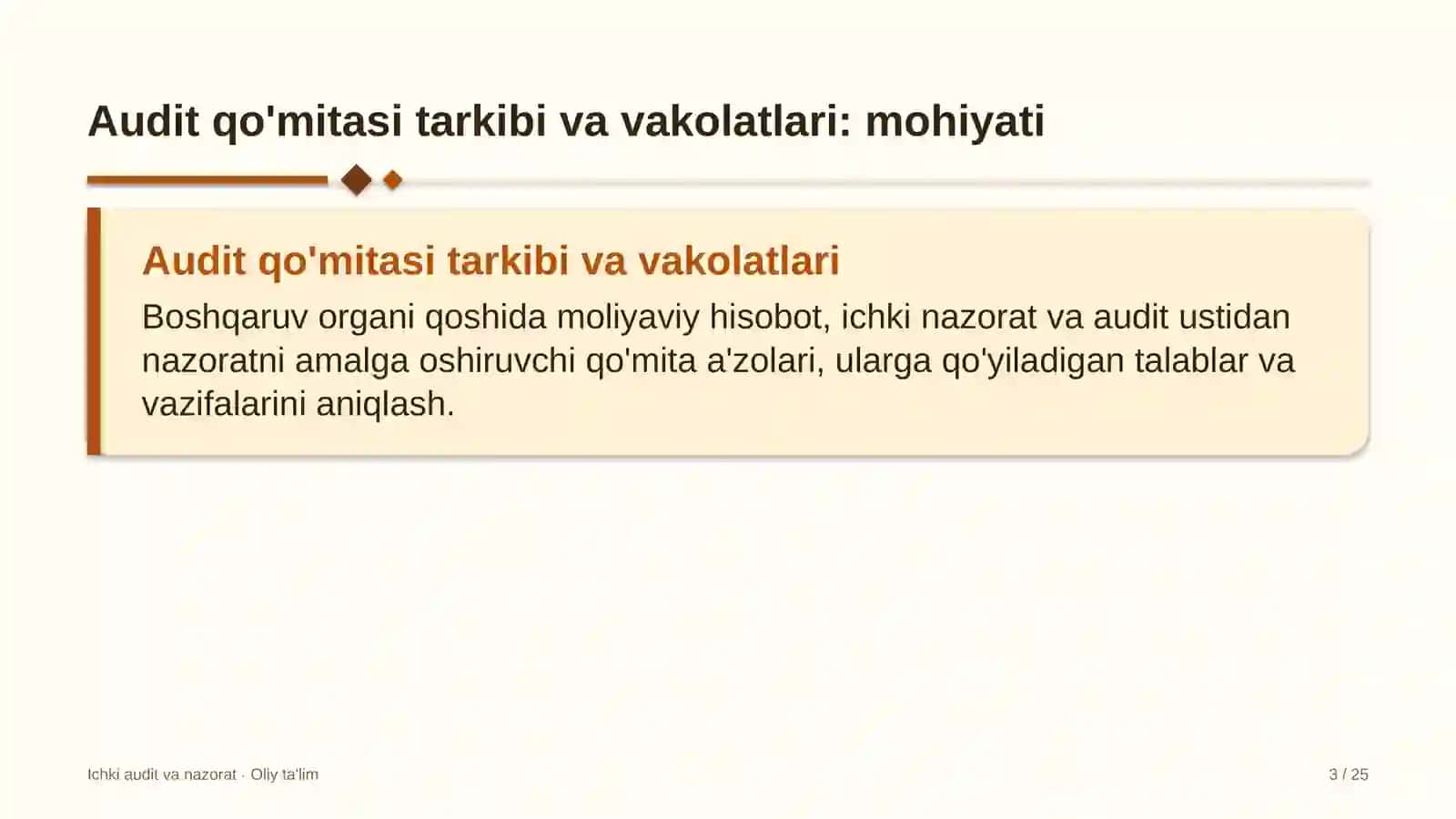 sun'iy yo'ldosh aloqasida audit qo'mitasi tarkibi va vakolatlarini belgilash 5772 3