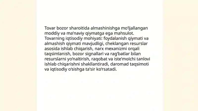 Tovar tushunchasi va tovar siyosati 3