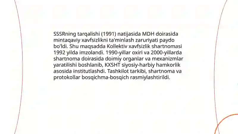 Kollektiv xavfsizlik shartnomasi tashkiloti (KXSHT)ning tashkil topishi va uning rivojlanishi 3