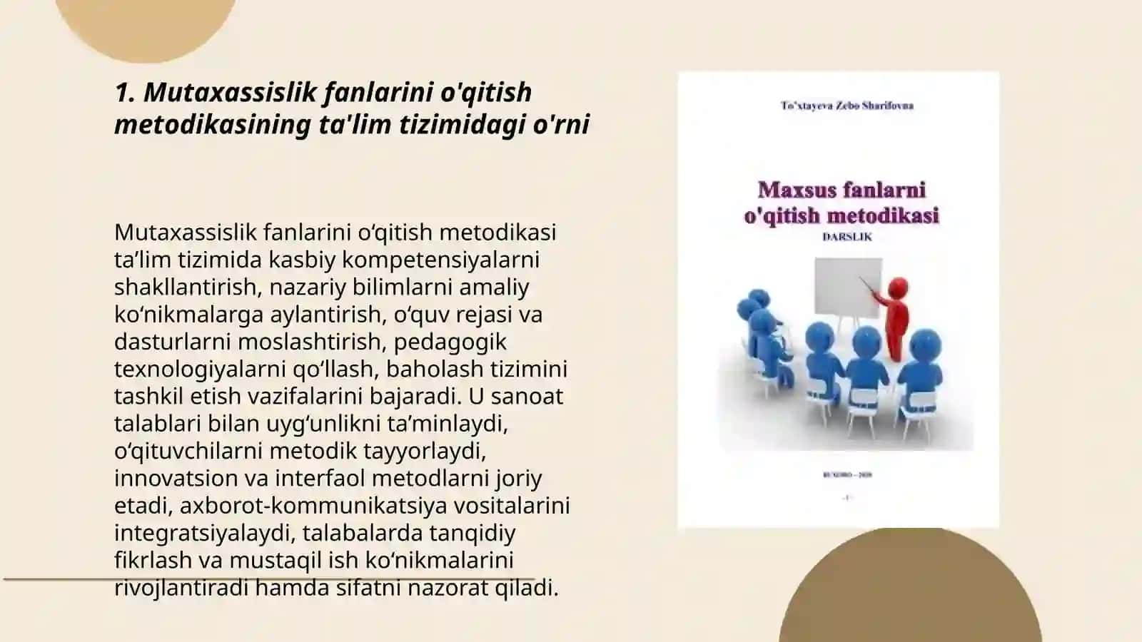Mutaxassislik fanlarni o'qitish metodikasi 3