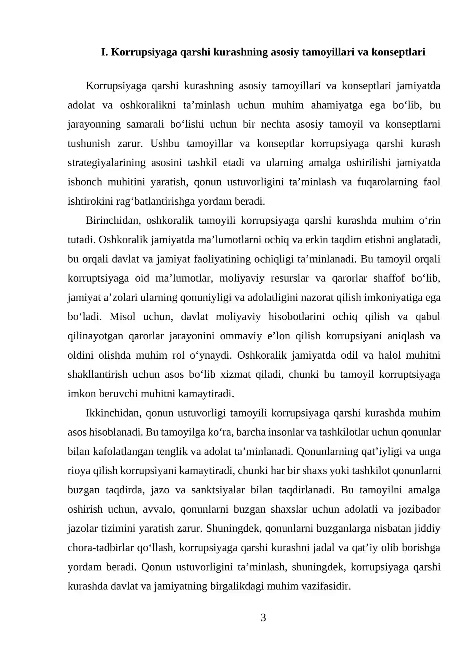 Korrupsiyaga qarshi kurash – fuqarolik jamiyatini rivojlantirishning ustuvor sharti Reja 3
