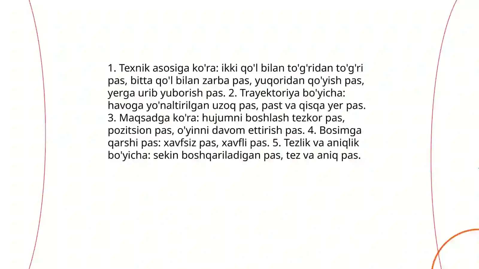 Gandbol o'yin texnikasi va taktikasining tasnifi 3